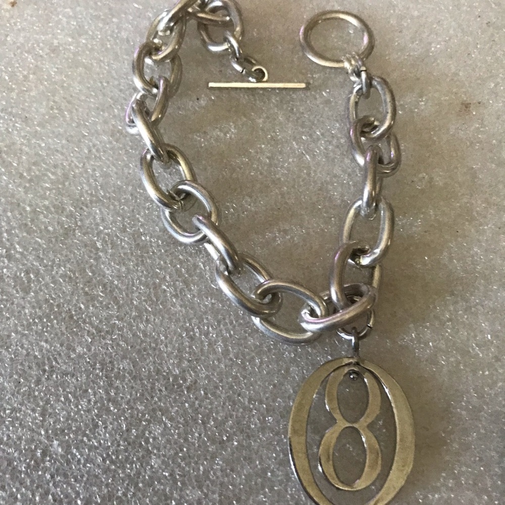 Silver Tone Number 8 Charm Chain Bracelet - Women's Jewelry